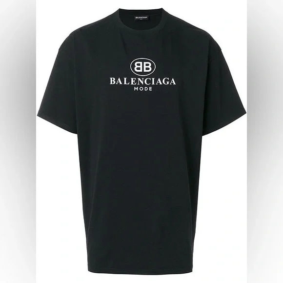 EUC Men’ Size Small Balenciaga OversizedBB Mode Logo Print T-shirt Black & White - Picture 4 of 13